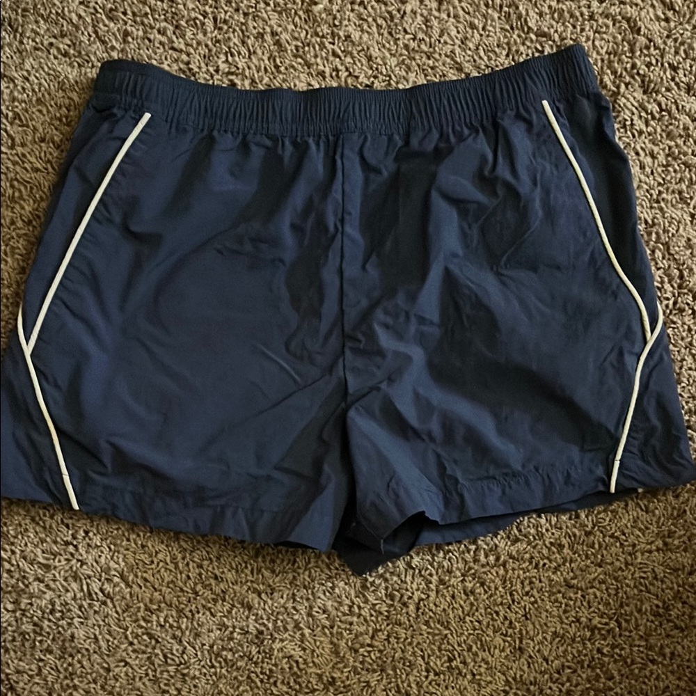 Navy Blue Athletic Shorts with White Trim
